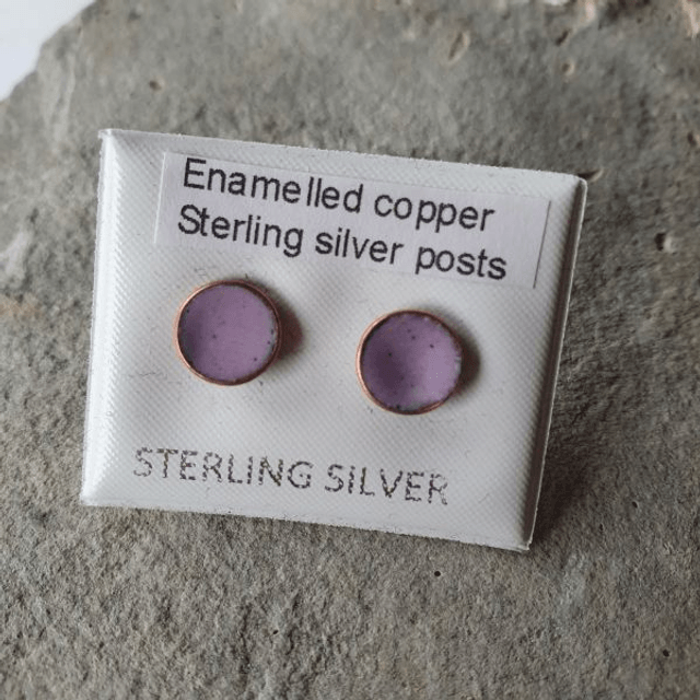 Enamel studs  - 8mm - available in mauve, mid-blue, and yellow - E001S