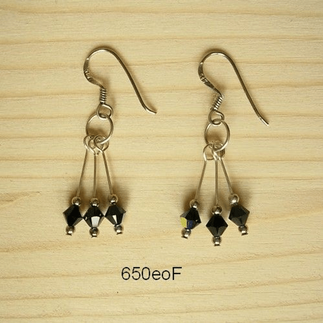 3 drop crystal earrings - various colours available - 650eo