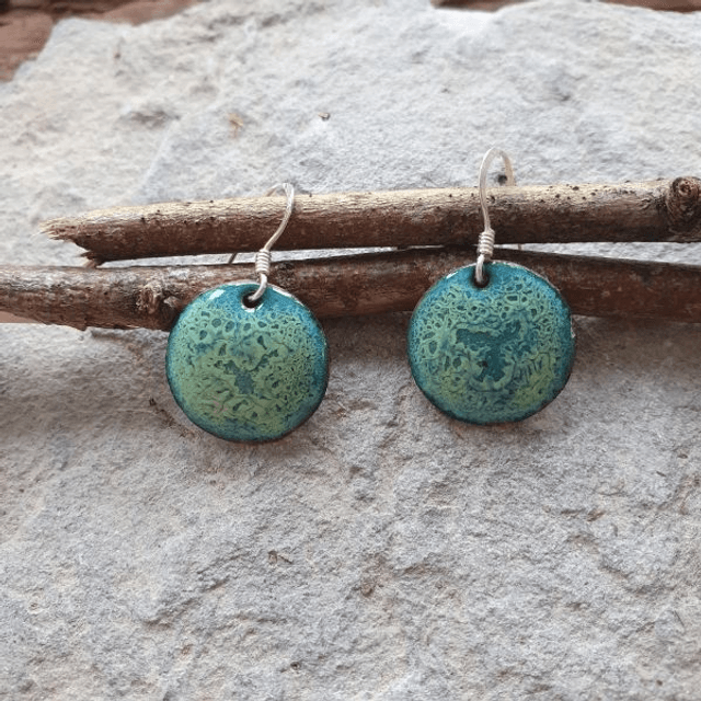 Green flecked enamel earrings - EE057g