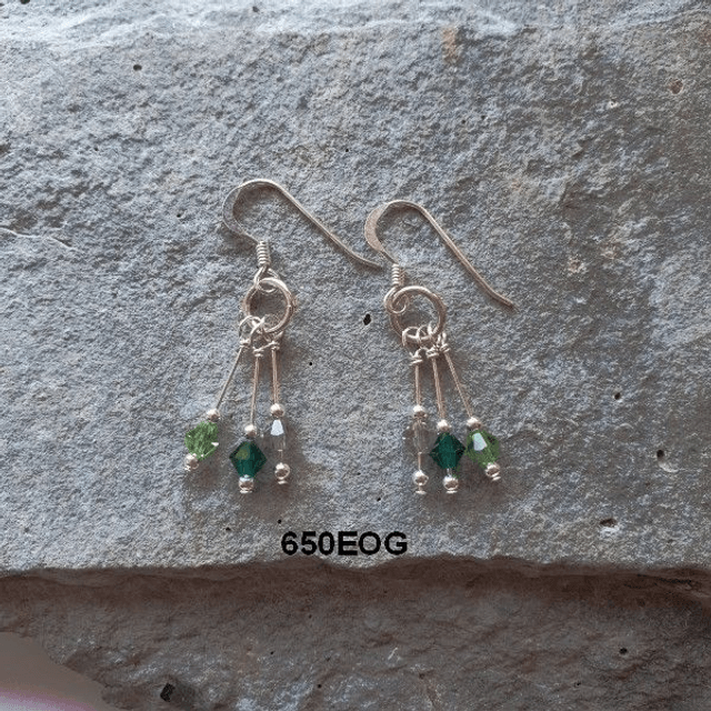 3 drop crystal earrings - various colours available - 650eo