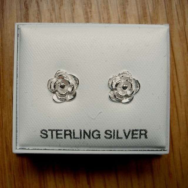 Sterling silver rose ear studs - CH1709