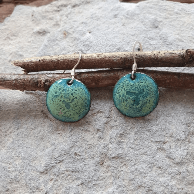Green flecked enamel earrings - EE057g