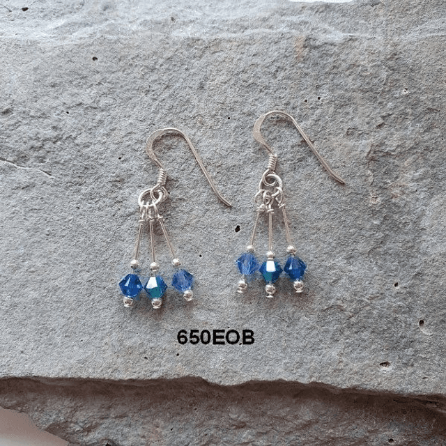 3 drop crystal earrings - various colours available - 650eo