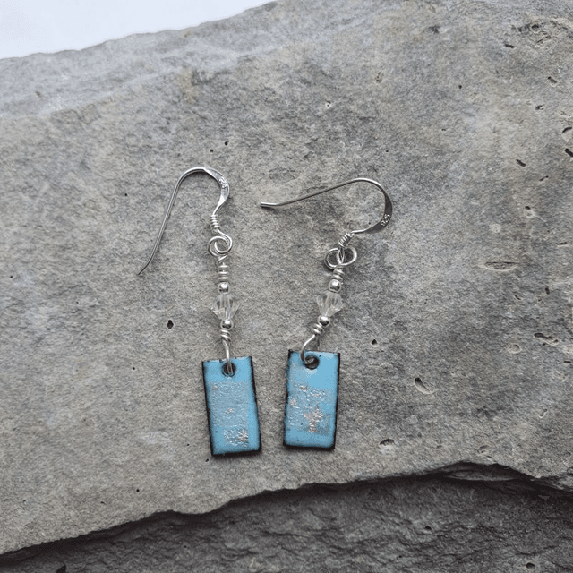 Pale blue enamelled earrings - EE092a